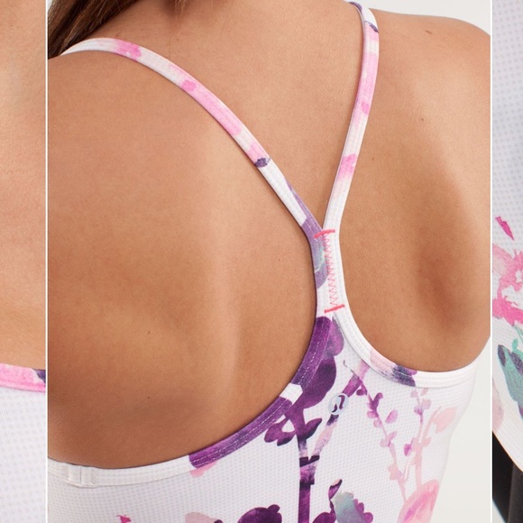 Lululemon Womens Tank Top Power Y Built In Shelf Bra Racerback Blurred Blossom 4 - Picture 5 of 16